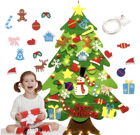 Árbol Navideño De Fieltro Con Luces Led, Ilumina Tu Navidad