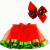 Falda Tutú roja/verde S